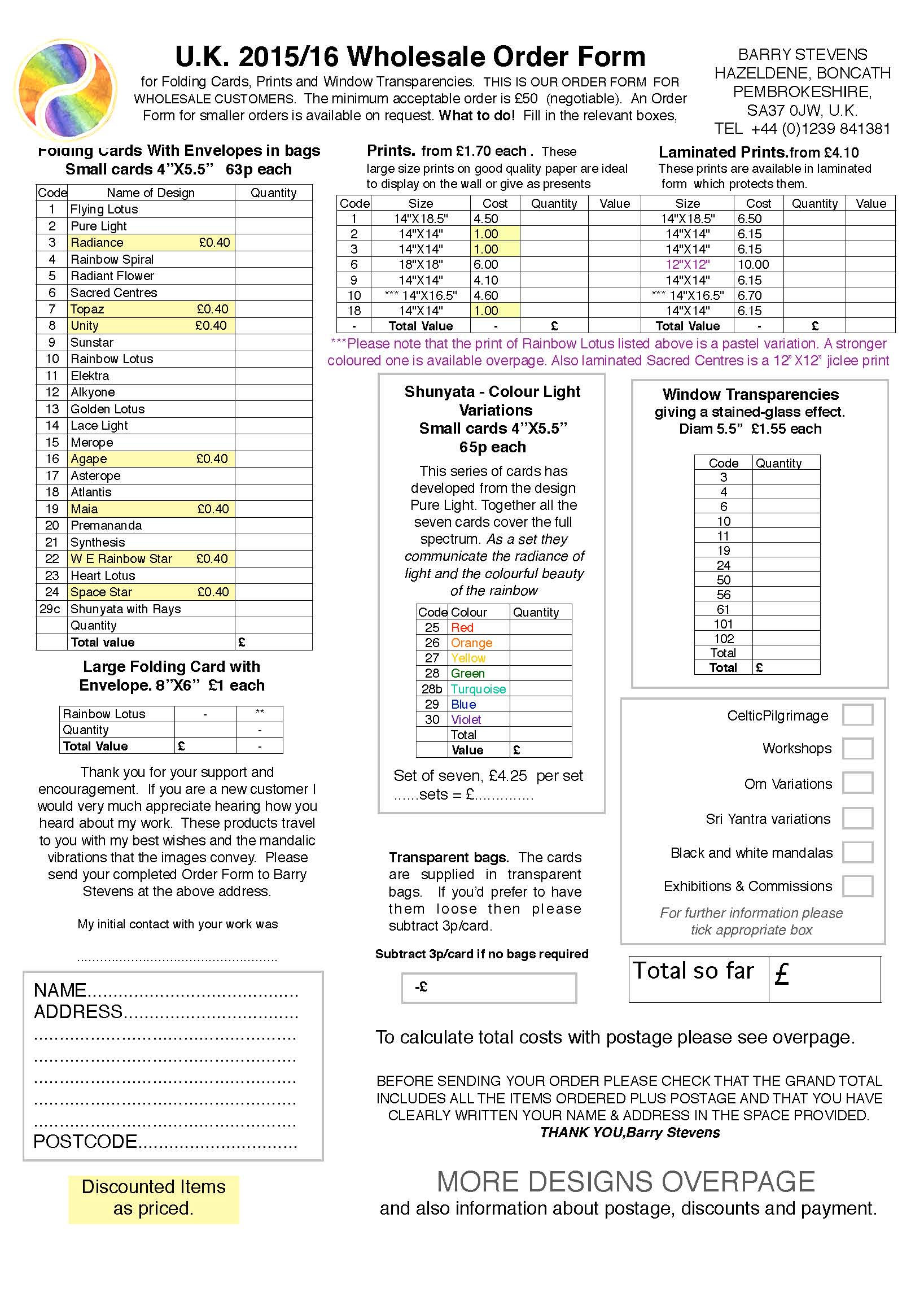 wholesale order form